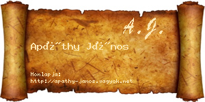 Apáthy János névjegykártya